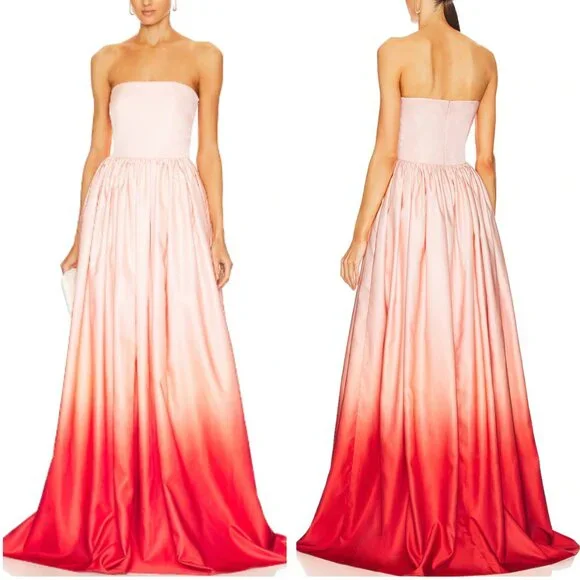 SAU LEE Revolve Teigen Gown Maxi Dress Sz00 Blush Red Ombre Event Party Cocktail - Picture 3 of 16